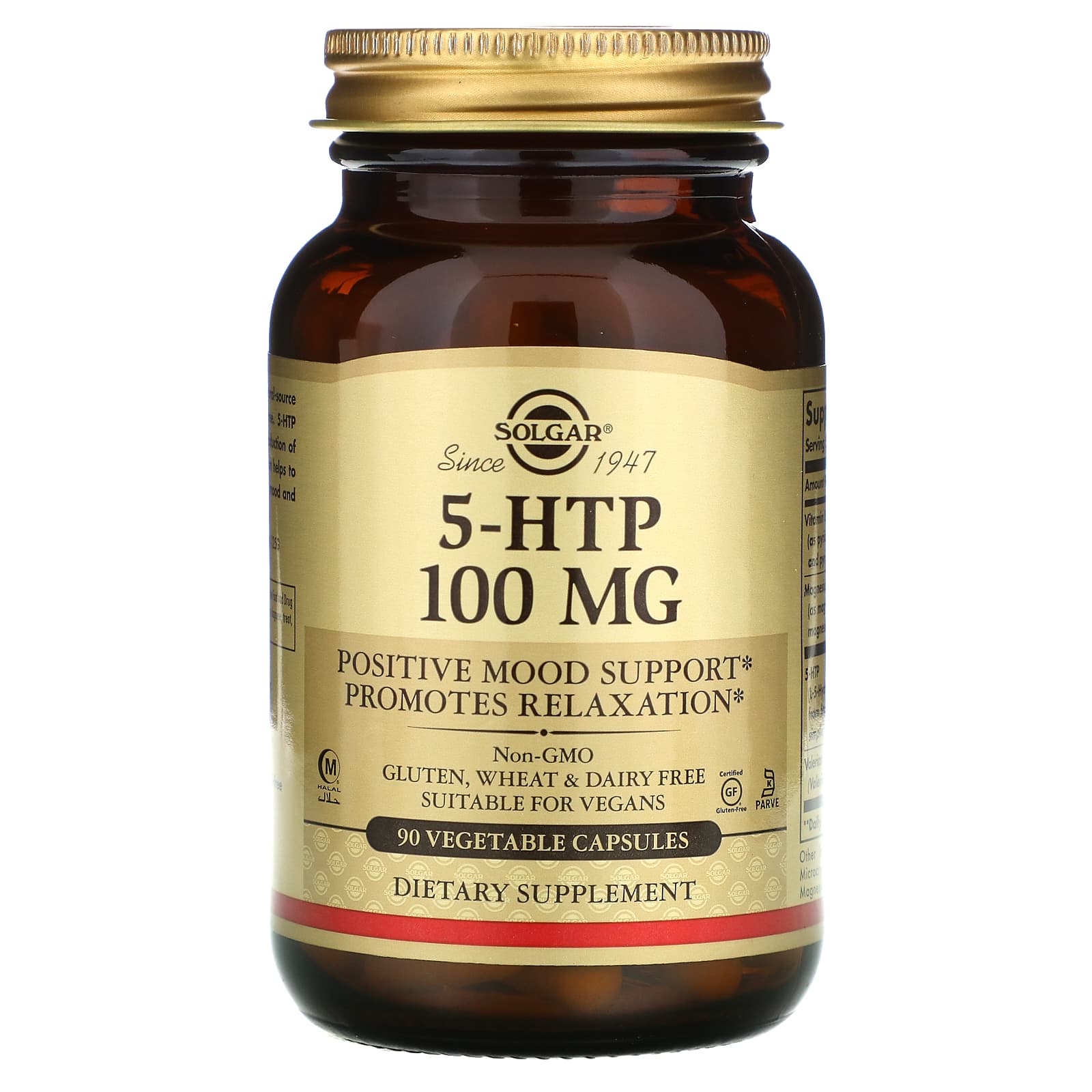 Solgar, 5-HTP, 100 mg, 90 Vegetable Capsules UPC 033984014534 | HiLife Vitamins